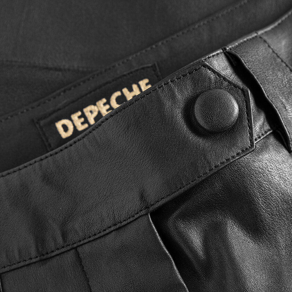 Depeche leather wear 7/8 part chino leather pants in nice stretch quality Pants 099 Black (Nero)