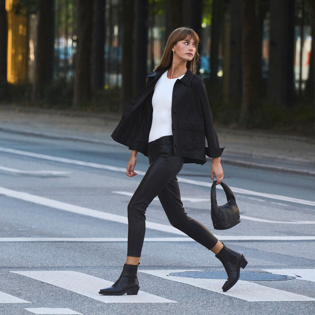 Depeche leather wear 7/8 part chino leather pants in nice stretch quality Pants 099 Black (Nero)