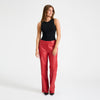 Depeche leather wear Adele RW leather pants straight full lenght Pants 043 Red
