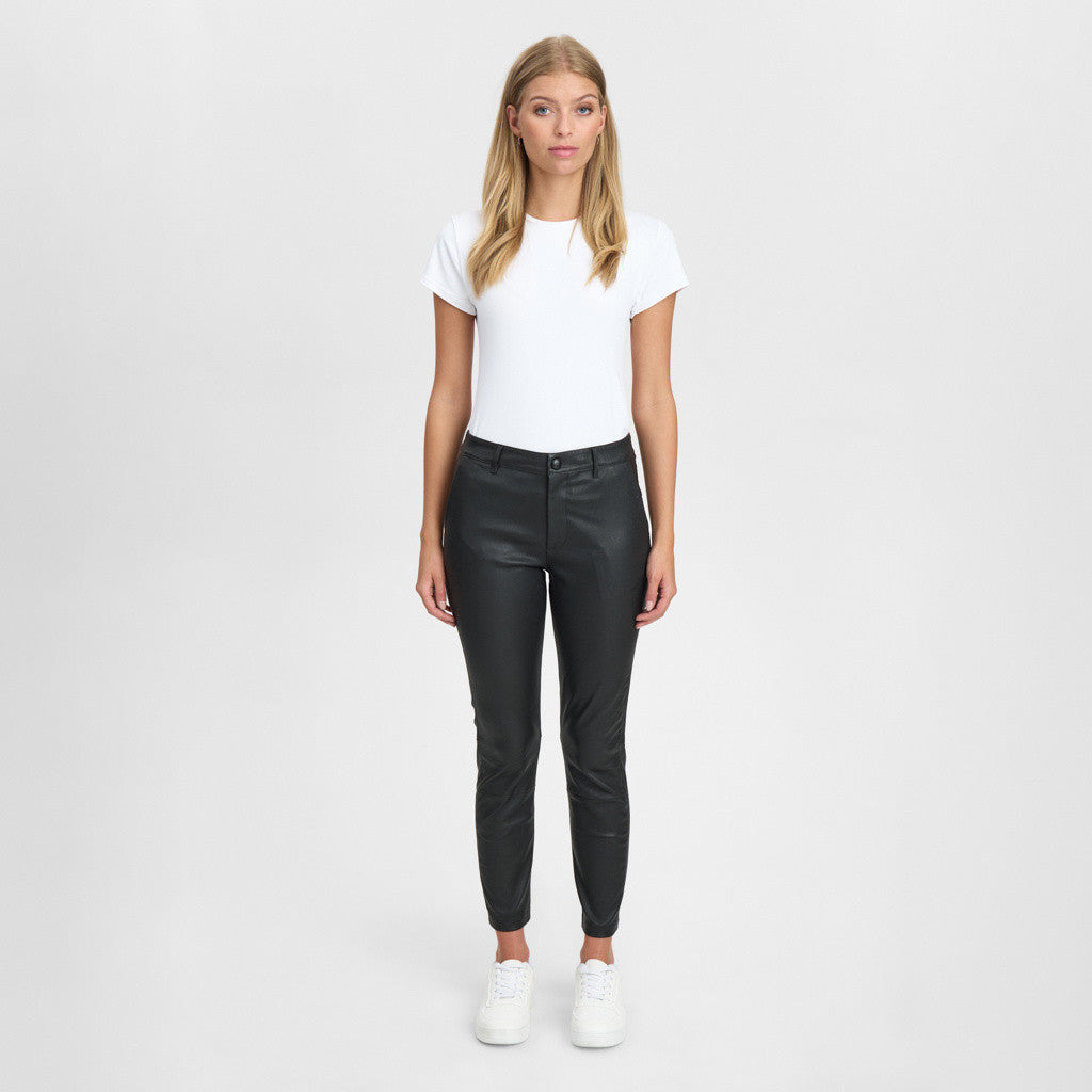 Depeche leather wear Amelia RW stretch chino leather pant 7/8 length Pants 099 Black (Nero)