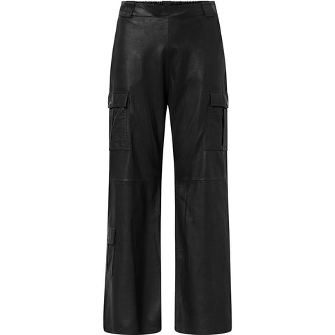 Depeche leather wear Amily straight fit cargo leather pants Pants 099 Black (Nero)