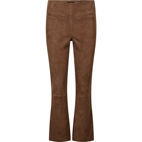 Depeche leather wear Ava HW Flare 7/8 Suede Pants Pants 311 Wood