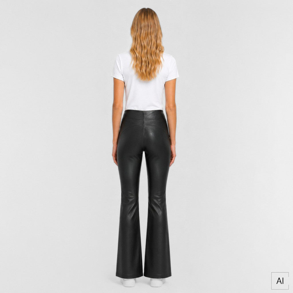 Depeche leather wear Ava HW Flare Leather Pants Pants 099 Black