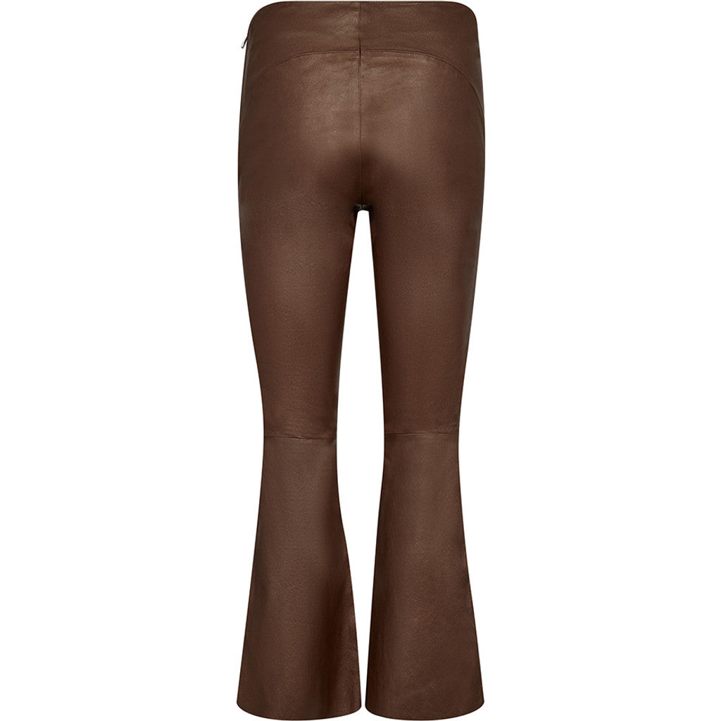 Depeche leather wear Ava RW flare 7/8 length pants with stretch in soft leather quality Pants 309 Metallic Brown