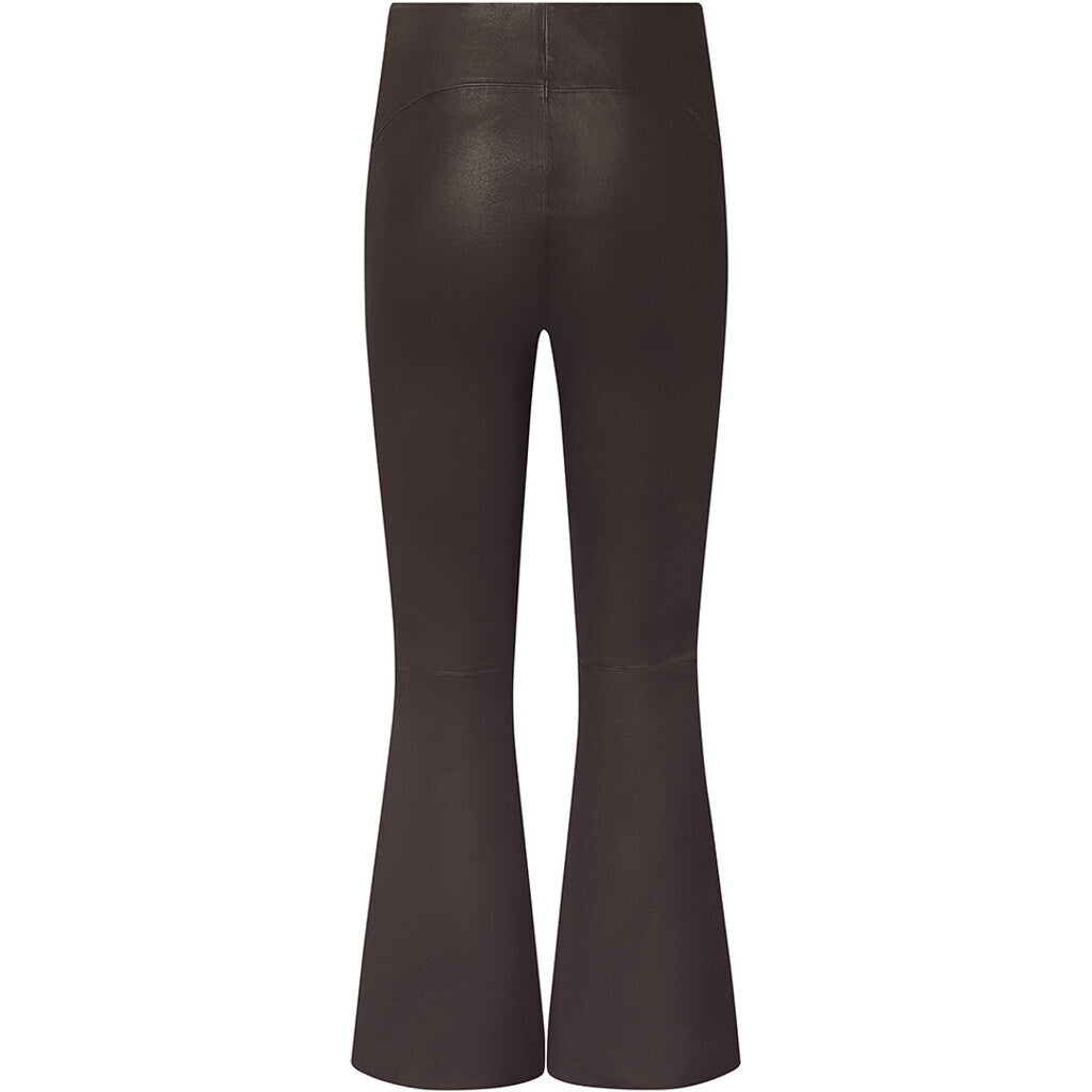 Depeche leather wear Ava RW flare 7/8 length pants with stretch in soft leather quality Pants 008 Chocolate
