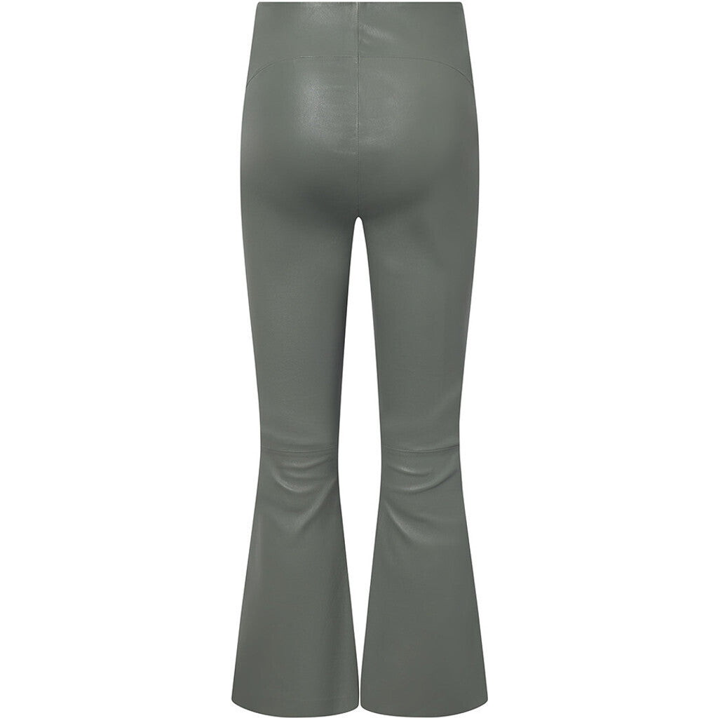Depeche leather wear Ava RW flare 7/8 length pants with stretch in soft leather quality Pants 051 Olive
