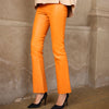 Depeche leather wear Ava RW flare 7/8 length pants with stretch in soft leather quality Pants 065 Orange