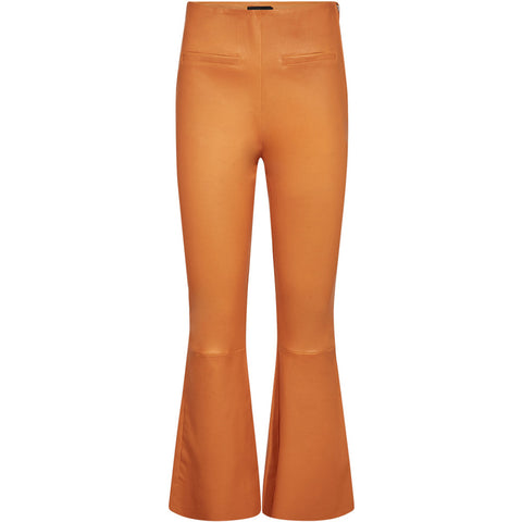 Depeche leather wear Ava RW flare 7/8 length pants with stretch in soft leather quality Pants 065 Orange