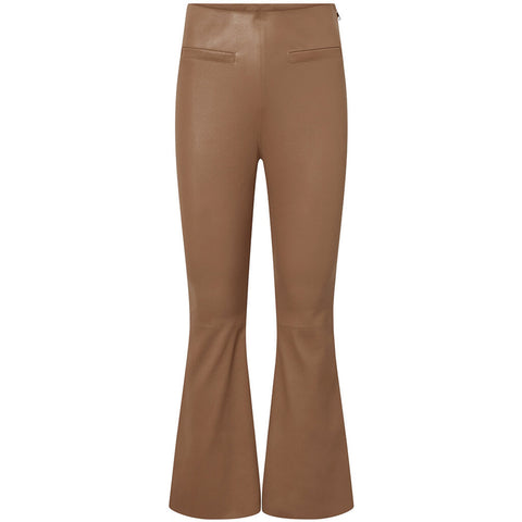 Depeche leather wear Ava RW flare 7/8 length pants with stretch in soft leather quality Pants 199 Nougat