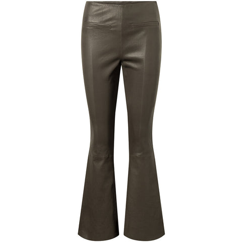 Depeche leather wear Ava RW flare 7/8 length pants with stretch in soft leather quality Pants 222 Smoke
