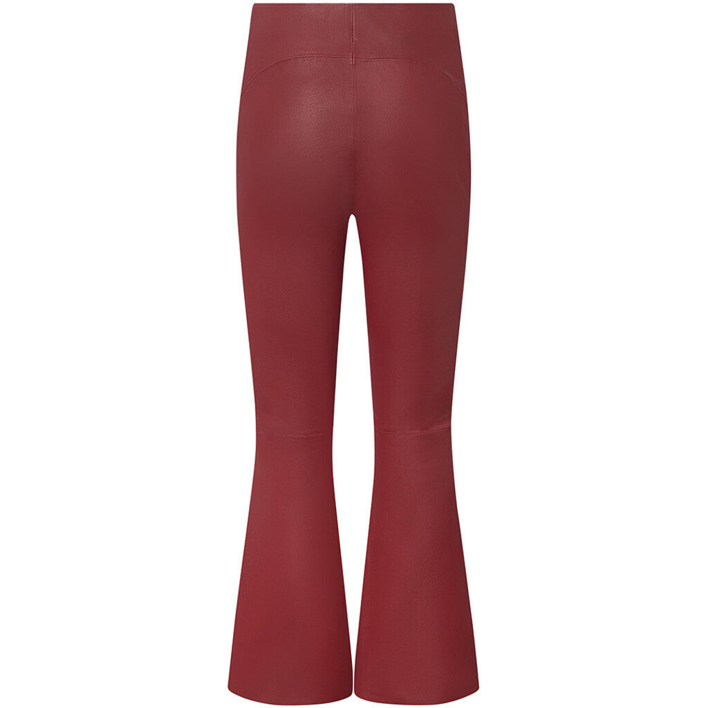Depeche leather wear Ava RW flare 7/8 length pants with stretch in soft leather quality Pants 243 Racing Red