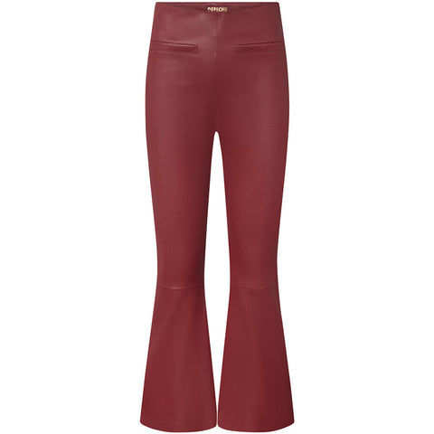 Depeche leather wear Ava RW flare 7/8 length pants with stretch in soft leather quality Pants 243 Racing Red