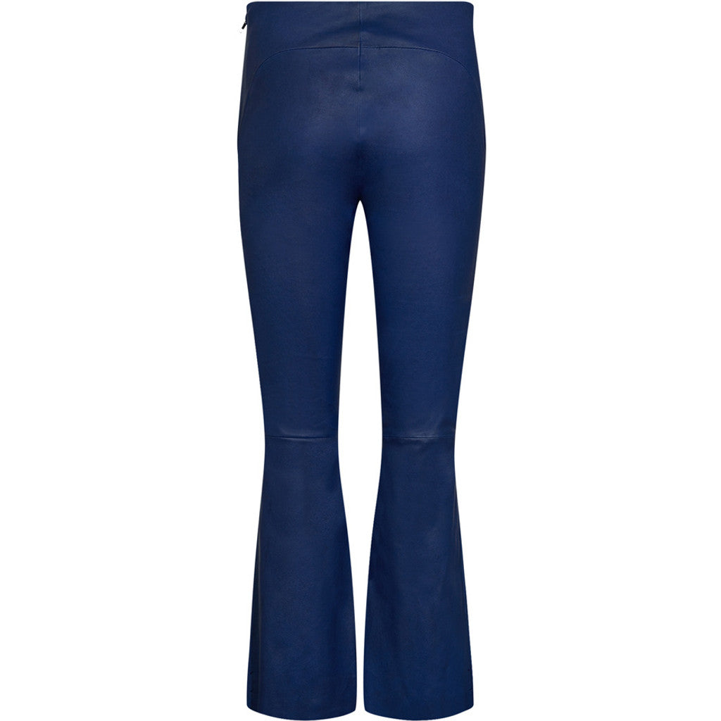 Depeche leather wear Ava RW flare 7/8 length pants with stretch in soft leather quality Pants 247 Bright Blue