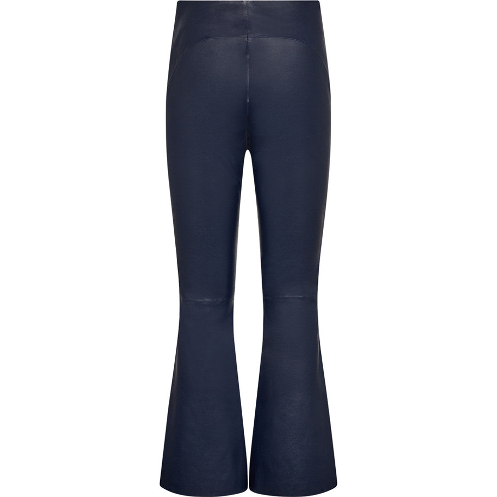 Depeche leather wear Ava RW flare 7/8 length pants with stretch in soft leather quality Pants 285 Midnight Blue
