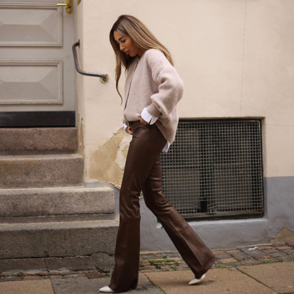 Depeche leather wear Ava leather pants - full length (RW) Pants 309 Metallic Brown