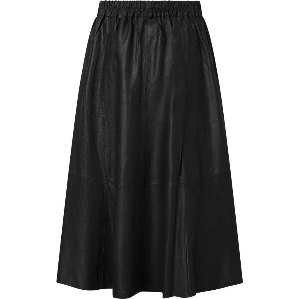 Depeche leather wear Beautiful Elinor leather skirt with elastic waist on back Skirt 099 Black
