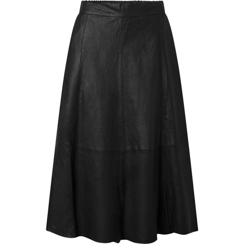 Depeche leather wear Beautiful Elinor leather skirt with elastic waist on back Skirt 099 Black