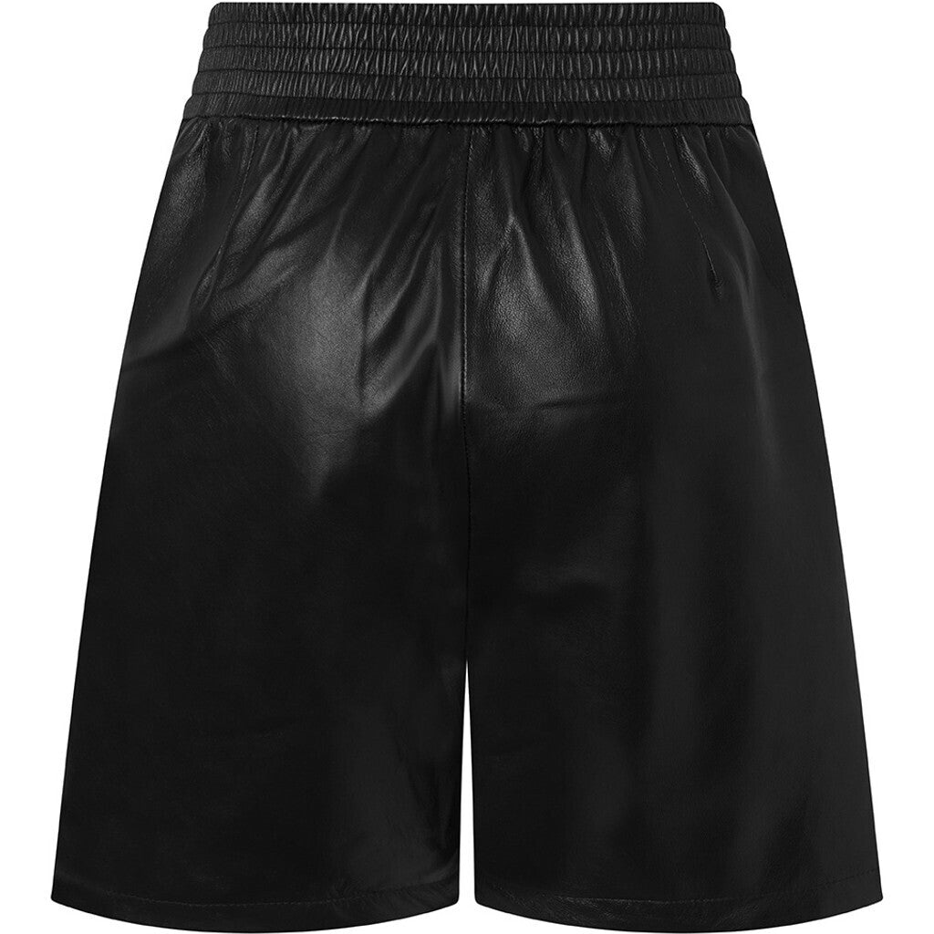 Depeche leather wear Beautiful Free leather shorts with elastic Shorts 099 Black (Nero)