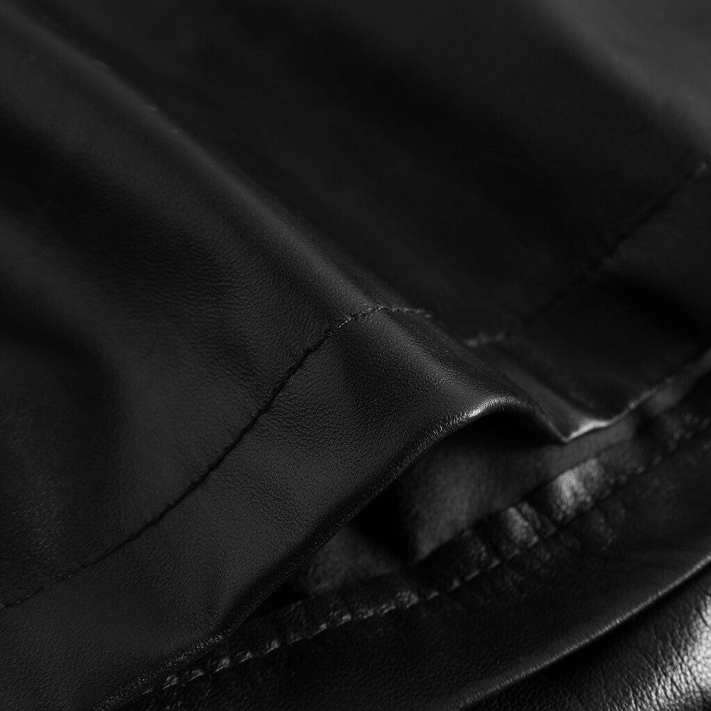 Depeche leather wear Beautiful Free leather shorts with elastic Shorts 099 Black (Nero)