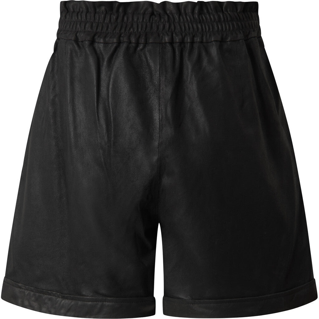 Depeche leather wear Beautiful Hanna leather shorts with elastic Shorts 099 Black (Nero)