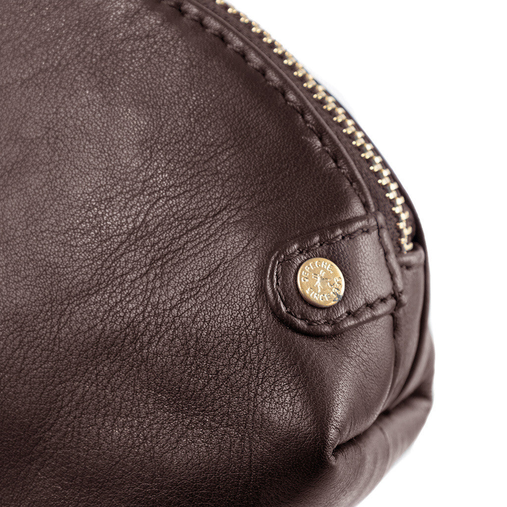 DEPECHE Beautiful cosmetic bag in soft leather quality Accessories 258 Winter Brown / Brass