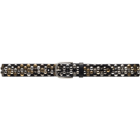 DEPECHE Beautiful leather belt with studs Belts 099 Black (Nero)