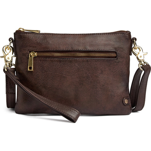 DEPECHE Beautiful leather clutch with golden zippers Small bag / Clutch 106 Coffee
