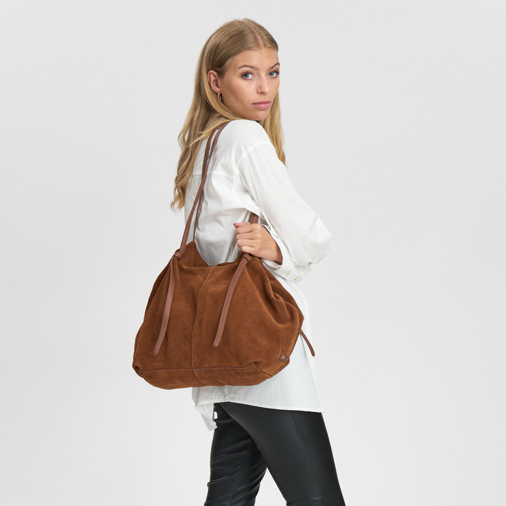 DEPECHE Beautiful suede shopper Shopper 014 Cognac