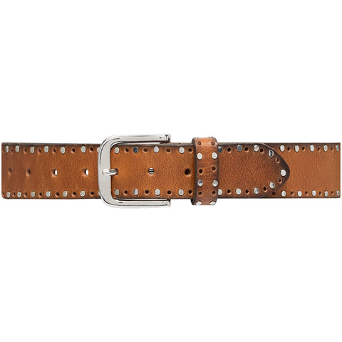 DEPECHE Cool leather belt with details Belts 014 Cognac