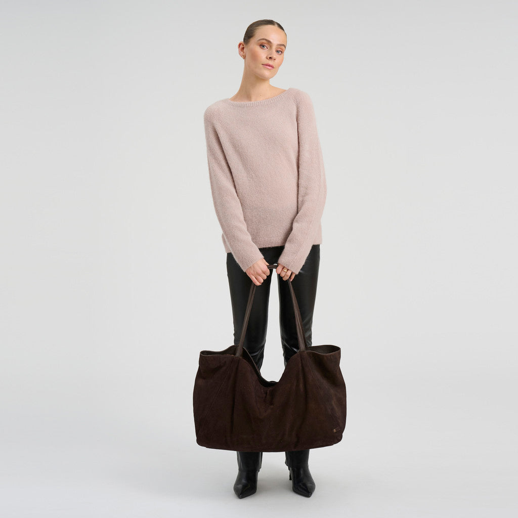 DEPECHE Bilbao leather & suede shopper bag Shopper 008 Chocolate