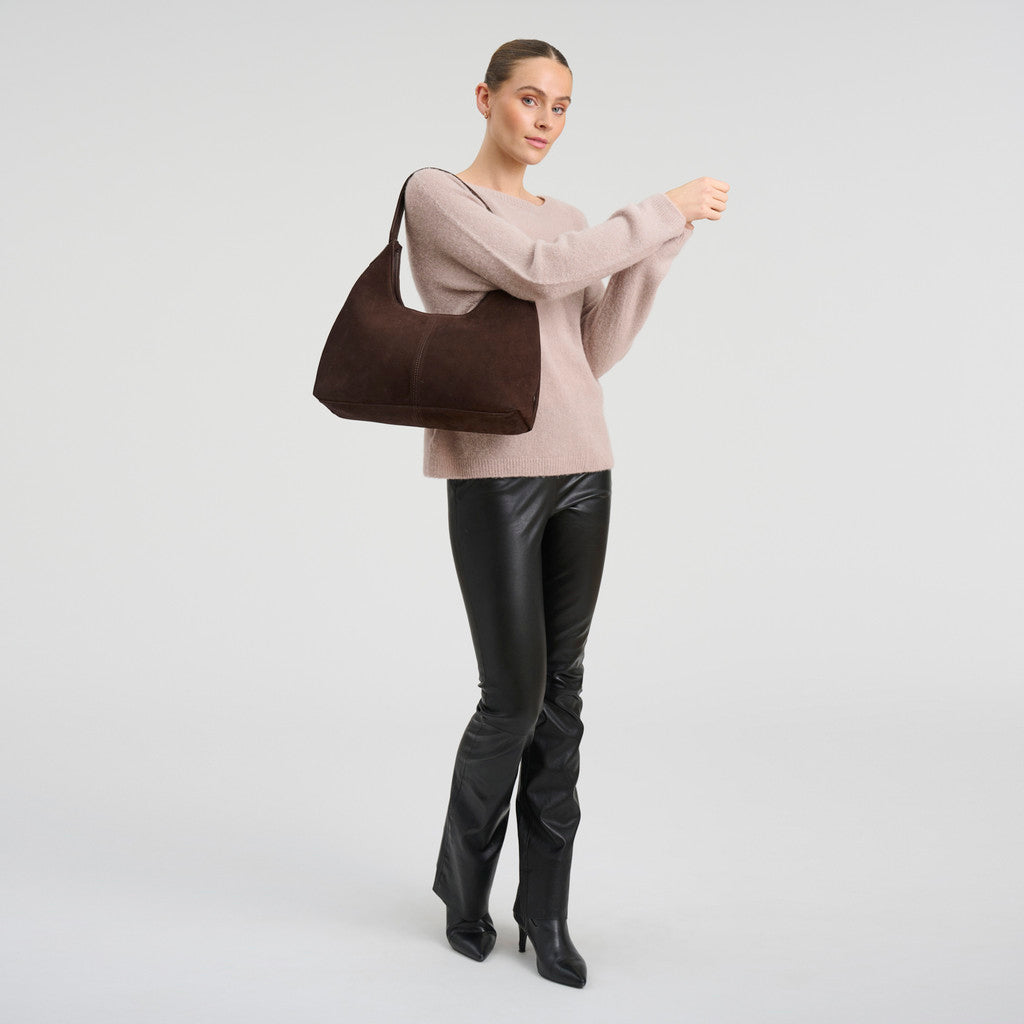 DEPECHE Bilbao suede shoulder bag Shoulderbag / Handbag 008 Chocolate