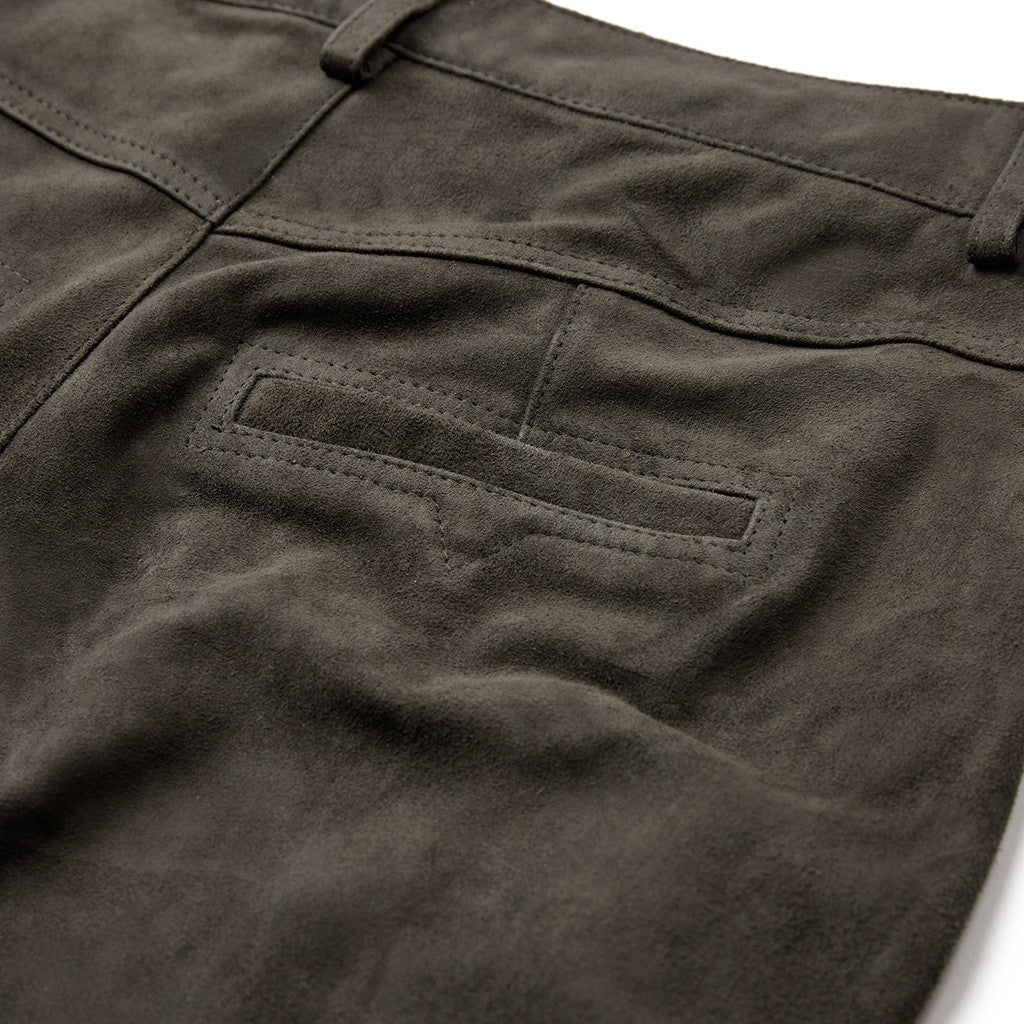 Depeche leather wear Boa HW Boot Cut Suede Pants Pants 335 Dark Khaki