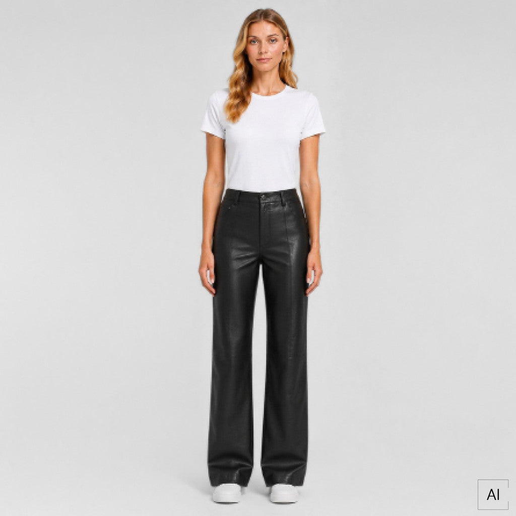 Depeche leather wear Boa HW Straight Leather Pants Pants 099 Black