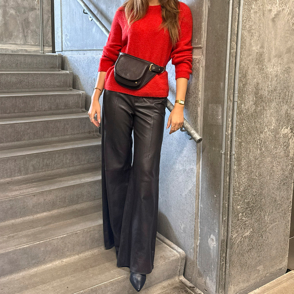 Depeche leather wear Boa HW Wide Leather Pants Pants 008 Chocolate