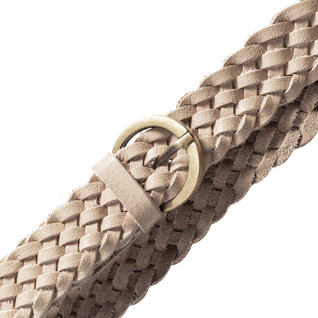 DEPECHE Braided narrow belt in soft leather Belts 011 Sand