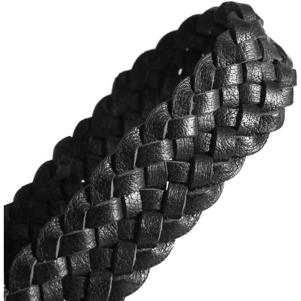DEPECHE Braided narrow belt in soft leather Belts 099 Black (Nero)