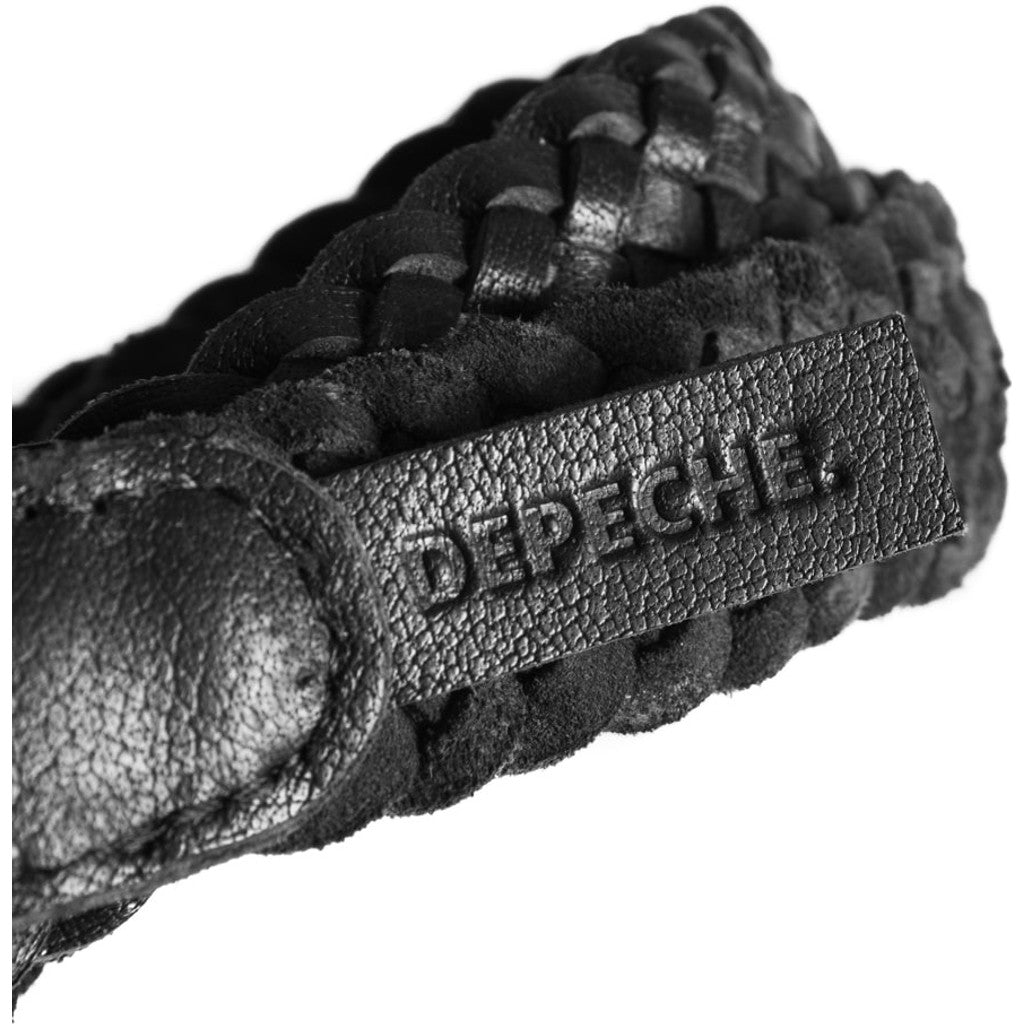 DEPECHE Braided narrow belt in soft leather Belts 099 Black (Nero)