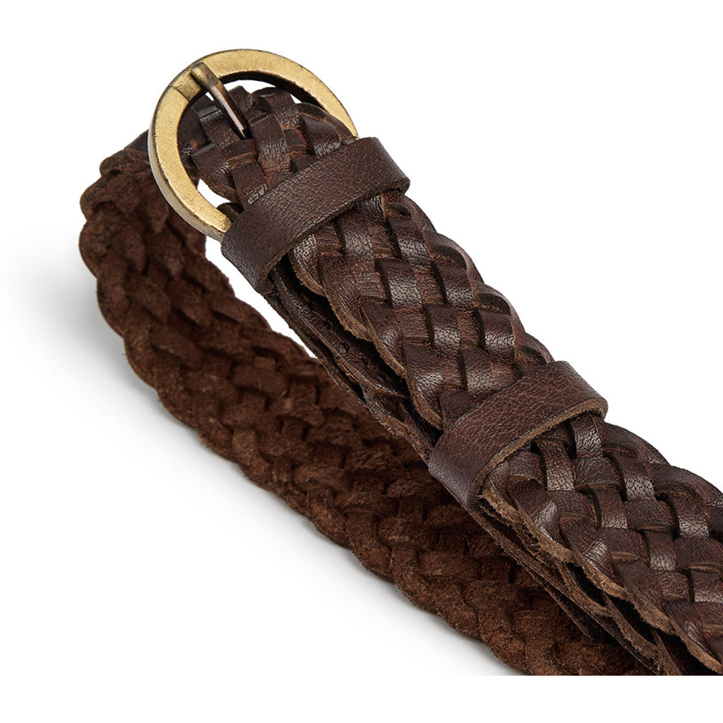 DEPECHE Braided narrow belt in soft leather Belts 161 Dark brown