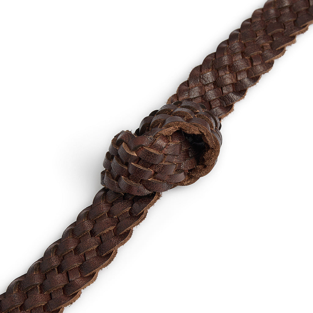 DEPECHE Braided narrow belt in soft leather Belts 161 Dark brown