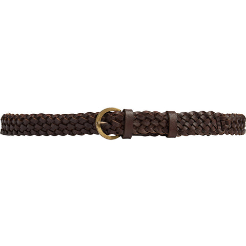 DEPECHE Braided narrow belt in soft leather Belts 161 Dark brown