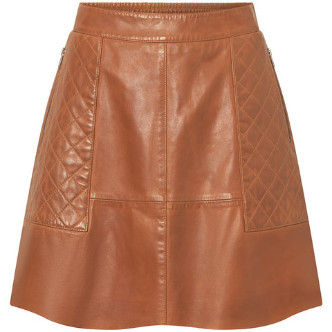 Depeche leather wear Camilla short leather skirt Skirts 005 Vintage cognac