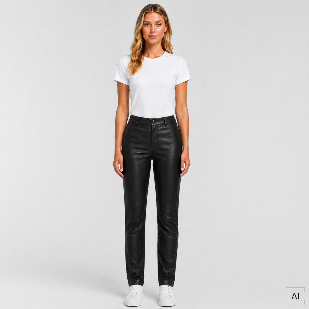 Depeche leather wear Caroline RW Chino Leather Pant Pants 099 Black