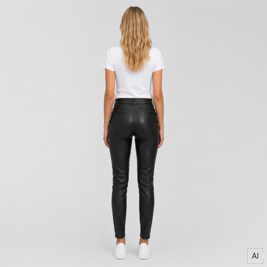 Depeche leather wear Caroline RW Chino Leather Pant Pants 099 Black
