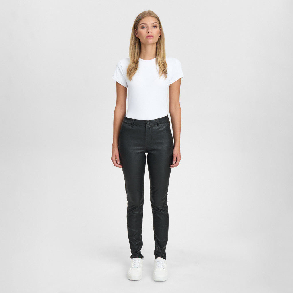 Depeche leather wear Caroline RW chino stretch leather pant Pants 099 Black (Nero)