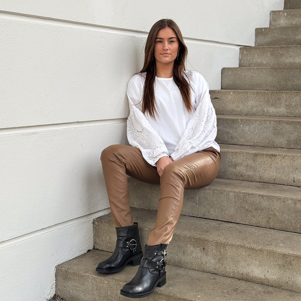 Depeche leather wear Caroline RW chino stretch leather pant Pants 199 Nougat