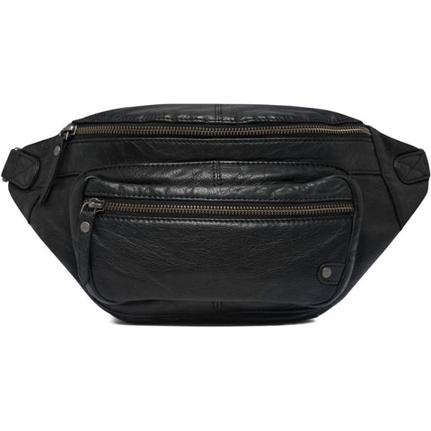 DEPECHE Classic bumbag in soft washed leather Bumbag 099 Black (Nero)