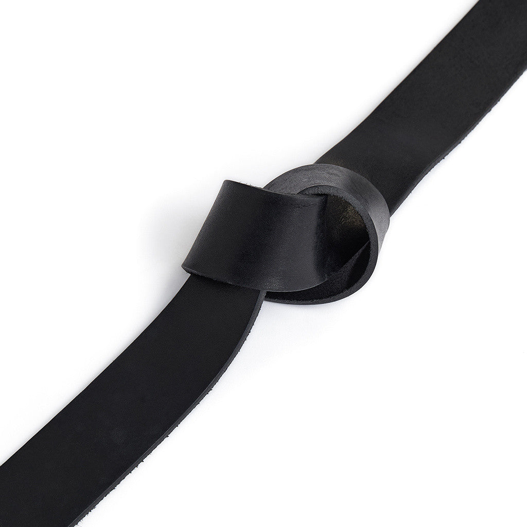 DEPECHE Classic leather belt with metal loop Belts 154 Black/Brass