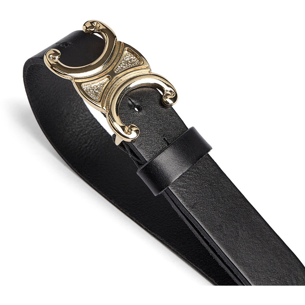 DEPECHE Classic leather jeans belt Belts 190 Black/Gold