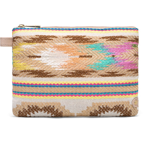 DEPECHE Clutch with beautiful print Clutch 011 Sand