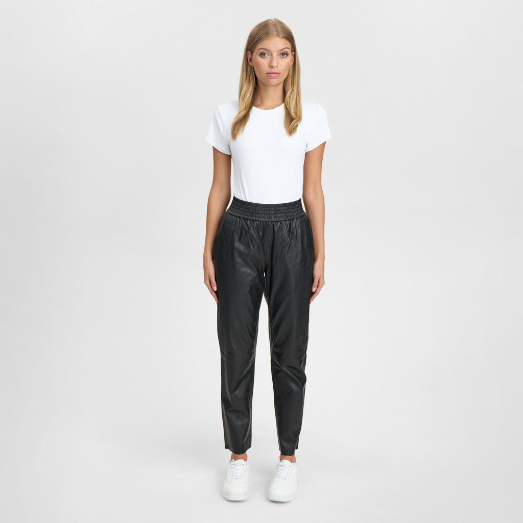 Depeche leather wear Cool Belle leather baggy pants Pants 099 Black (Nero)